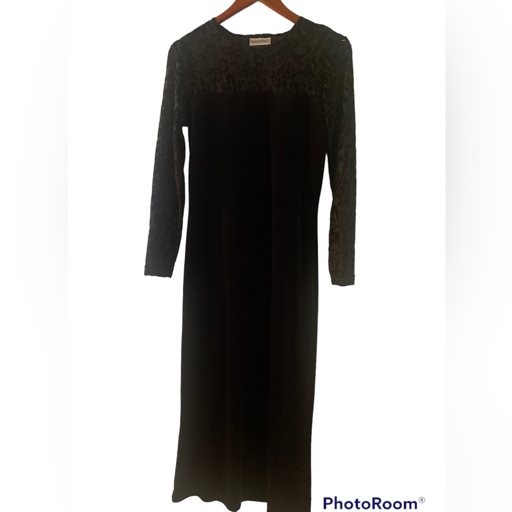 Diane Von Furstenberg Black Evening Dress with‎ Velvet Texture